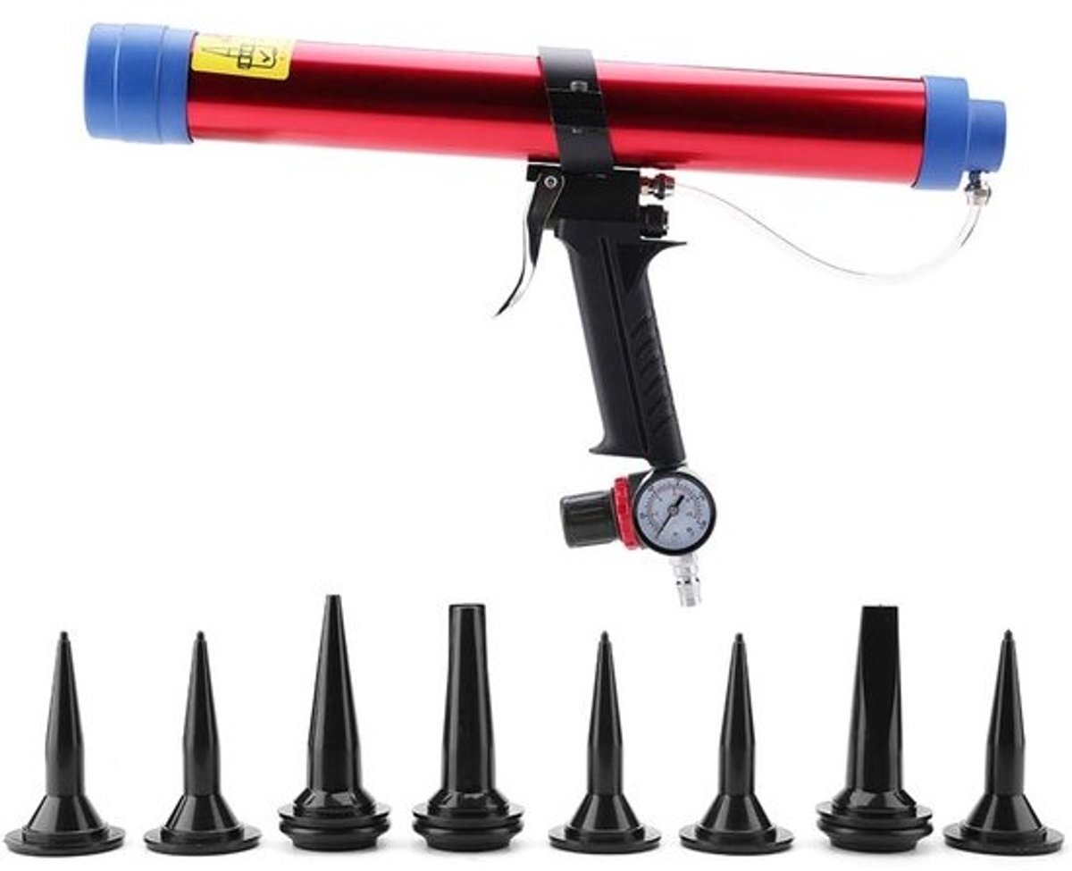 Pneumatisch kitpistool - Glaslijm - Afdichtmiddel - Professioneel afdichten - Instelbare luchtdruk - 300–600 ml capaciteit
