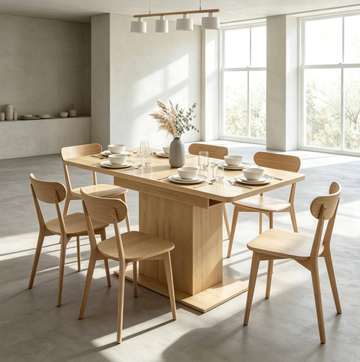 MODENUIT Eettafel - Uitschuifbaar Rechthoekig - Voor 4-6 Personen - MDF - Naturel - 130x70x75 Cm