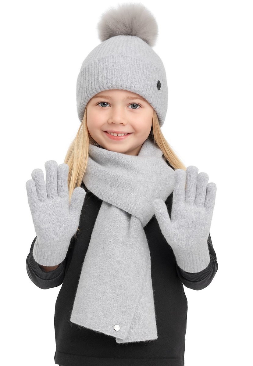Minoti winterset muts sjaal handschoenen - grijs