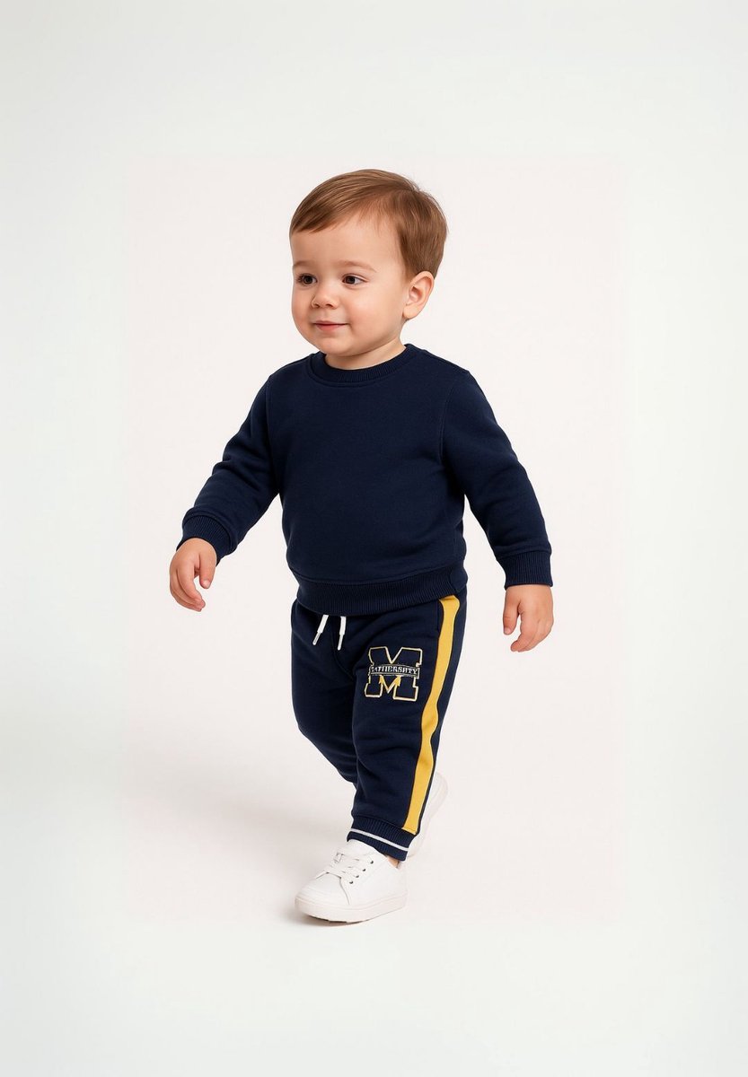 Minoti joggingbroek jongens fleece donkerblauw - katoen