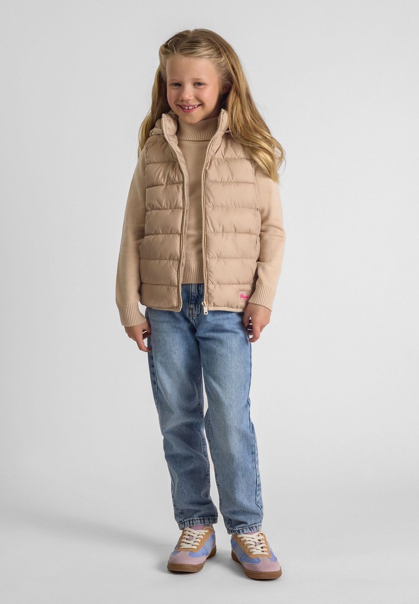 Minoti gewatteerde bodywarmer meisjes met capuchon Beige