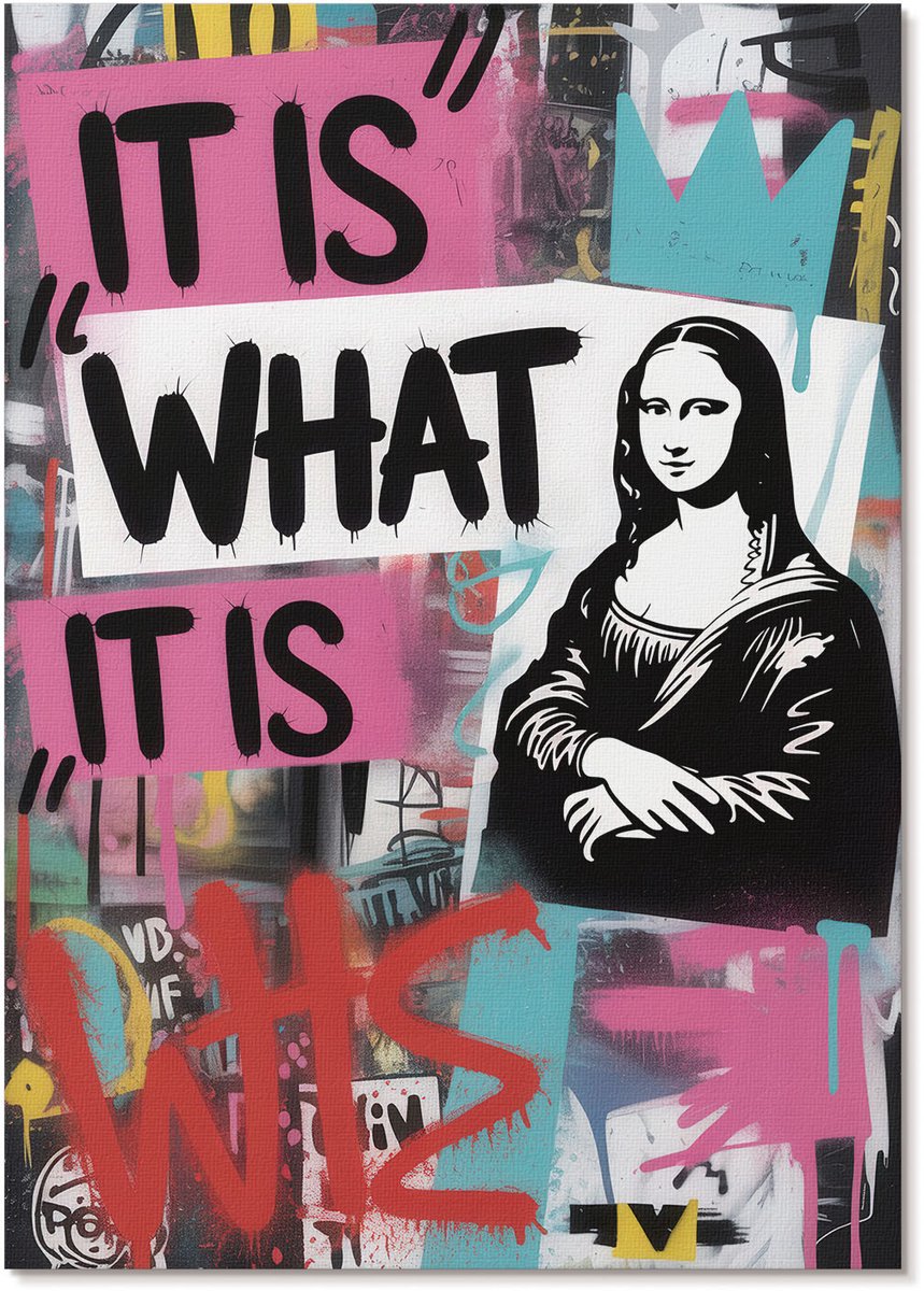 Tulup Canvas Poster Polycanvas - Straatkunst, Illustratie - A4 - Roze Patroon - Rechthoek - Wandkunst - Woonkamer, Slaapkamer, Kantoor - Popcultuur