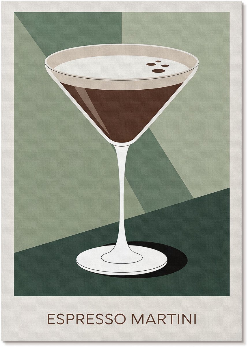 Tulup Polycanvas Poster - Martini-Afbeeldingen, Illustratie - A4 - Groen Motief - Rechthoek - Decoratieve poster - Woonkamer, Slaapkamer, Kantoor - Modern