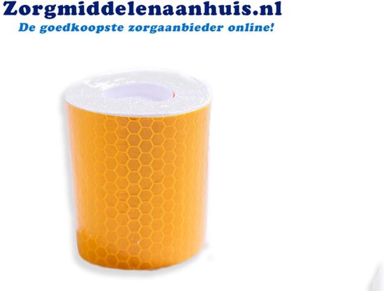 Oranje reflecterende tape met honingraatpatroon.