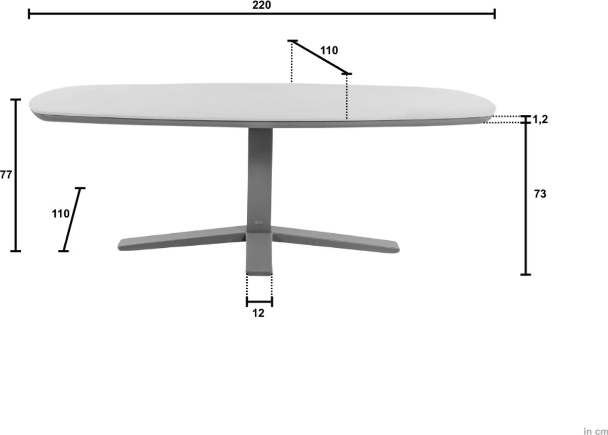 Apple Bee Zanzibar Table de jardin - Taupe - 220x110 cm - Sintered Stone