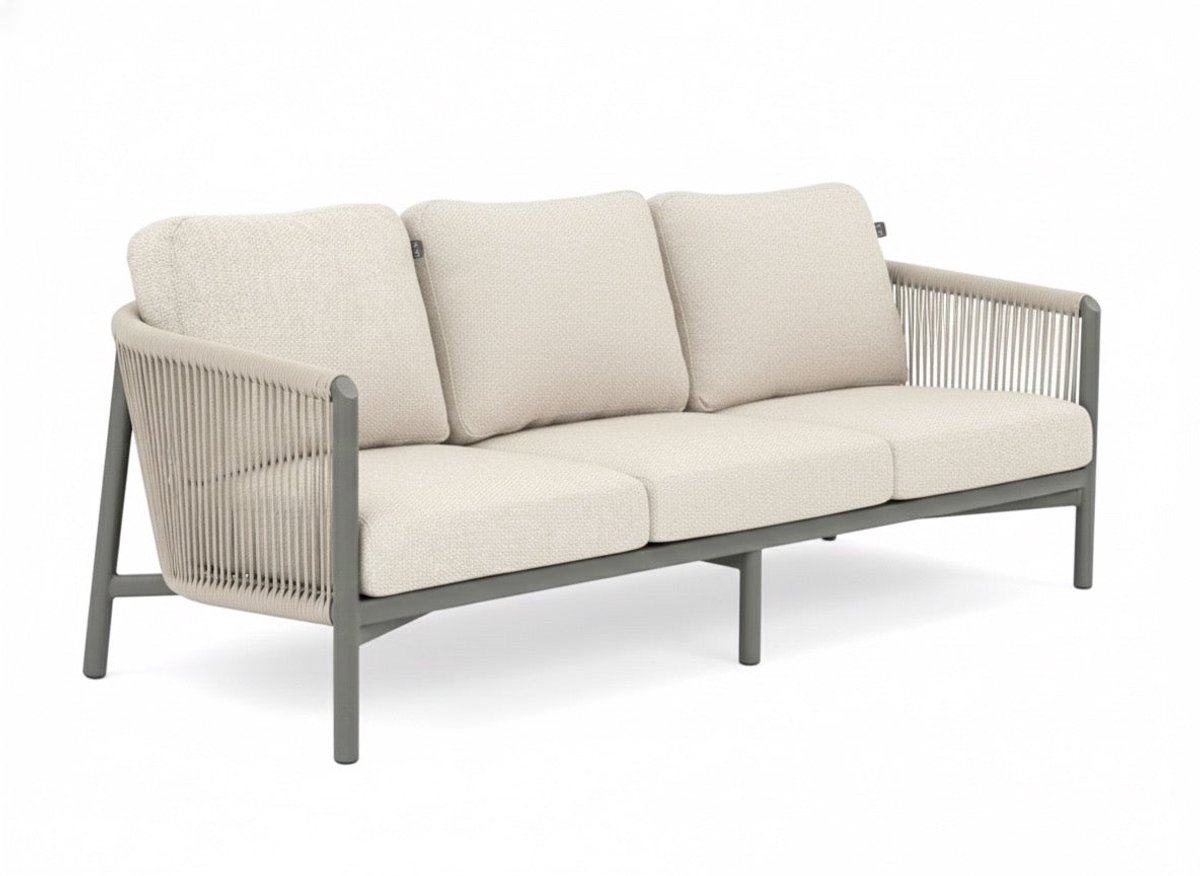 Apple Bee Bora Bora 3-zits Loungebank | 204 x 81 cm | Taupe Rope & Aluminium