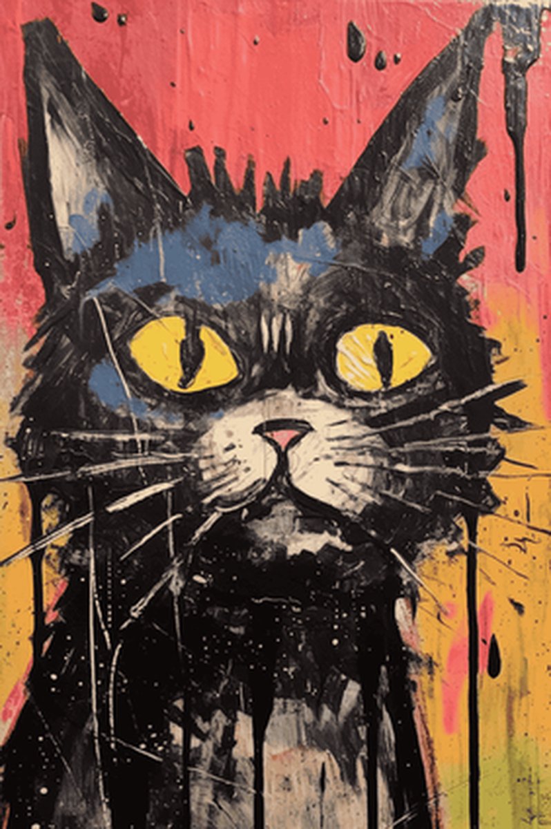 Kat Poster - Cartoon kat - kat - Abstract - posters - formaat 70x100cm - L517