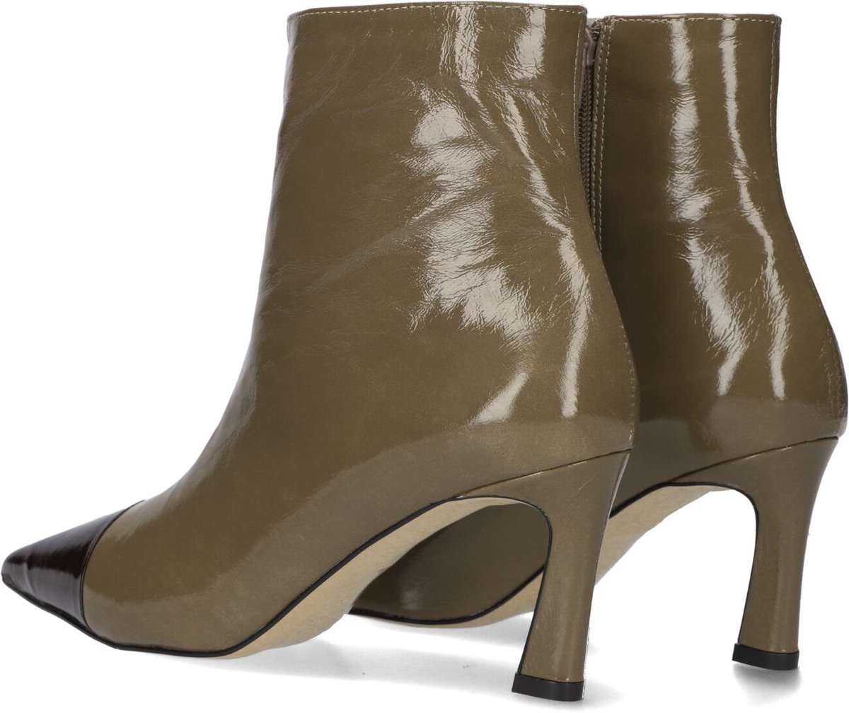Notre-V 77235 Enkellaarsjes - Enkelboots met rits - Dames - Olijf - Maat 38