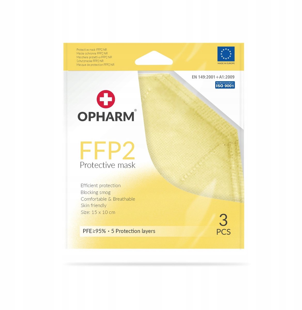 Opharm FFP2 Beschermingsmasker Geel - 3 stuks