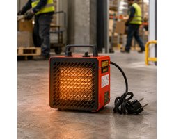 Werkplaatskachel 3000 W - ventilator en 2 warmtestanden - draaggreep - rood