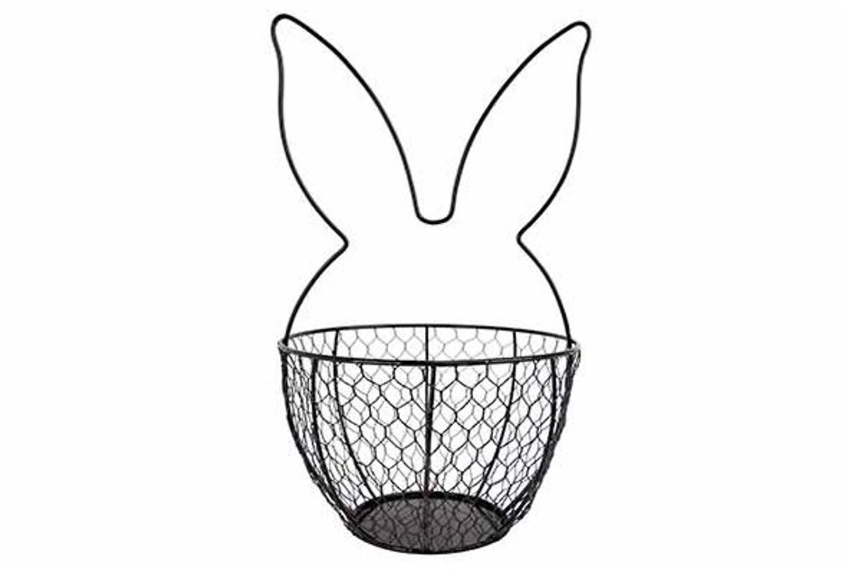 Mand Rabbit Ears Zwart 17,5x17,5xh29cm R Ond Metaal