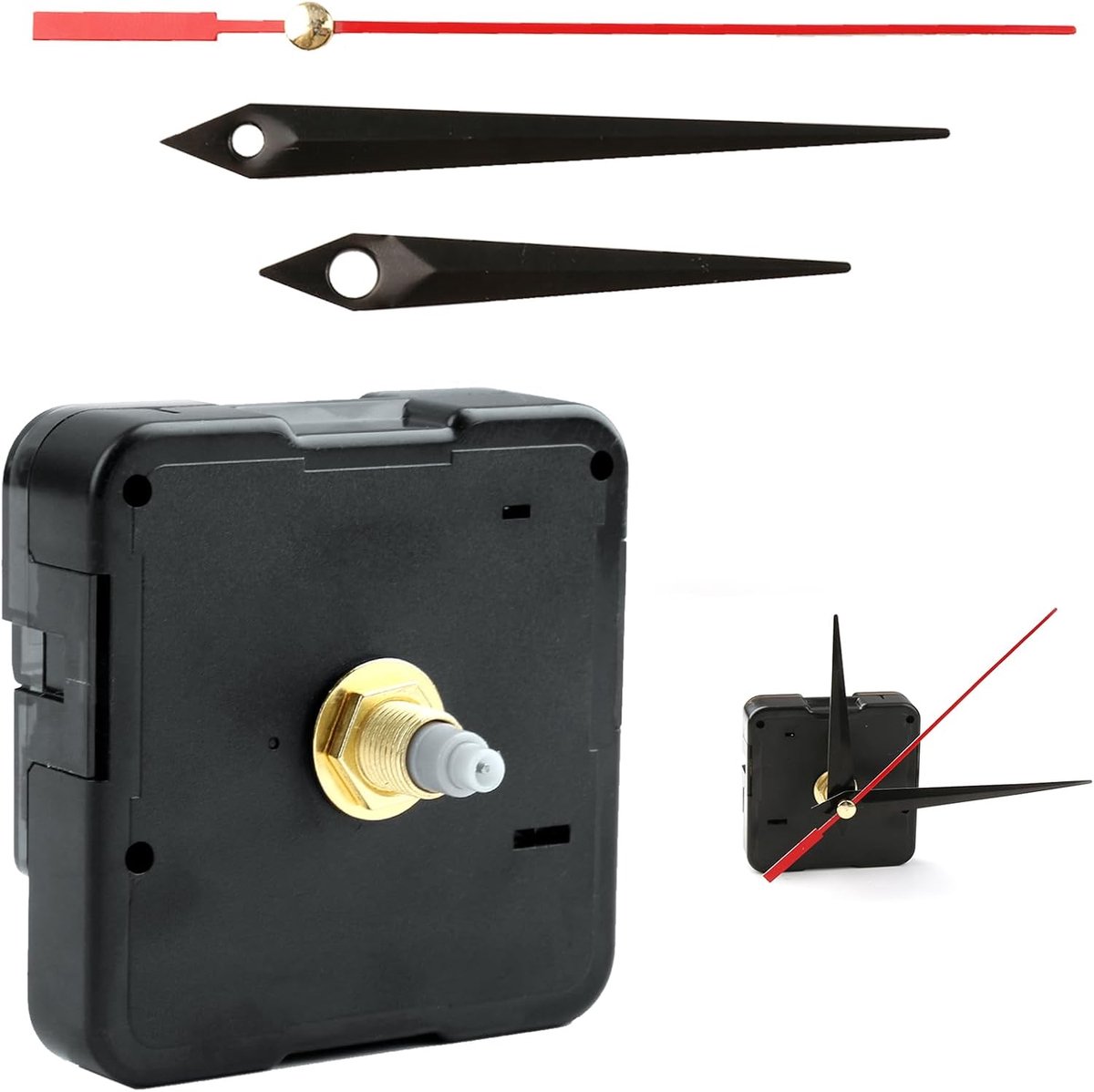 Klokmechanisme, stil wandklokmechanisme zonder tik-tak-geluid, complete kwarts-set, aslengte 16 mm, inclusief wijzers voor doe-het-zelf en reparatie, voor artistieke en functionele klokken