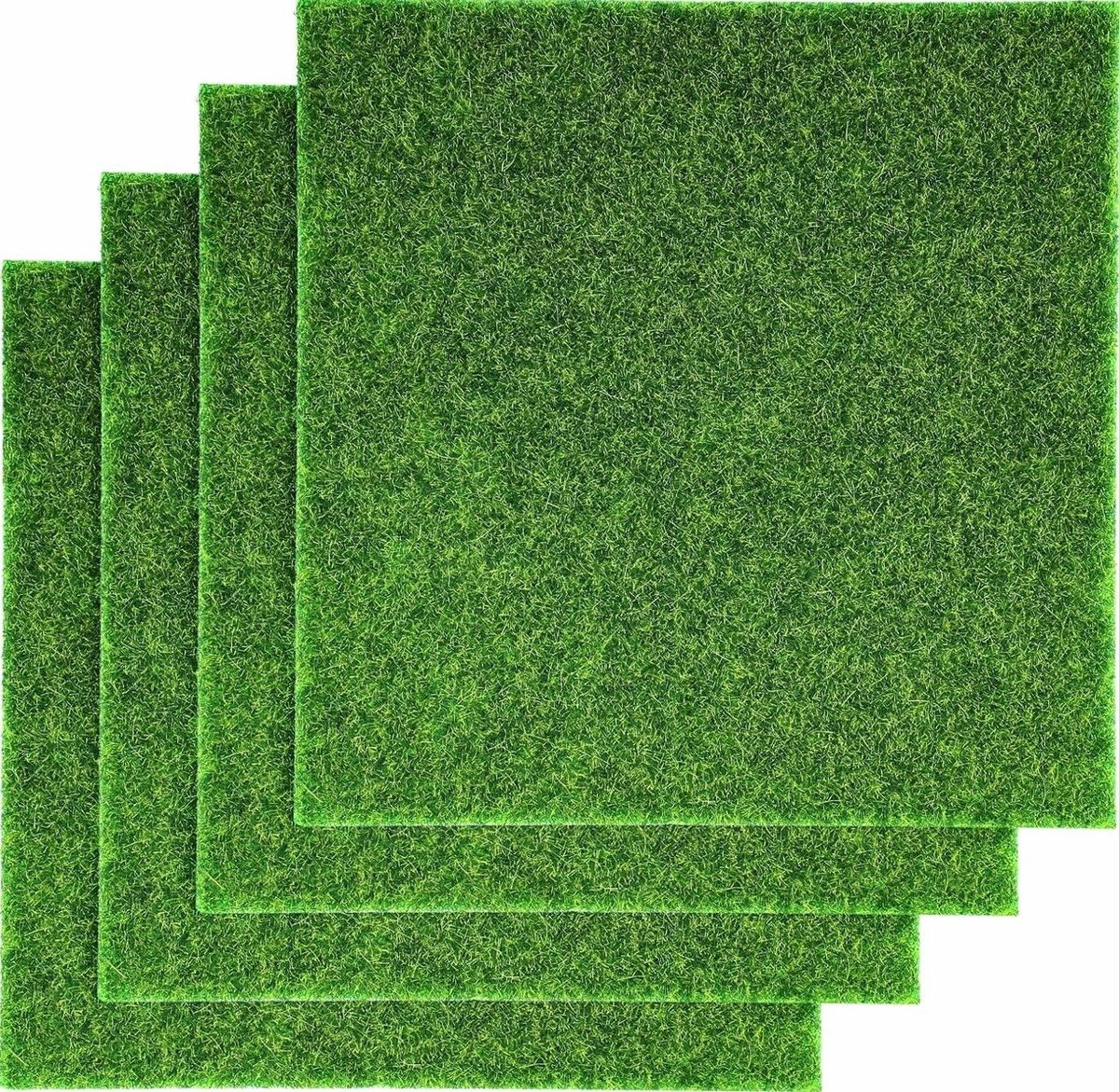 Kunstgrasmatten Decoratief 15x15cm - 4 stuks - Realistisch Groen