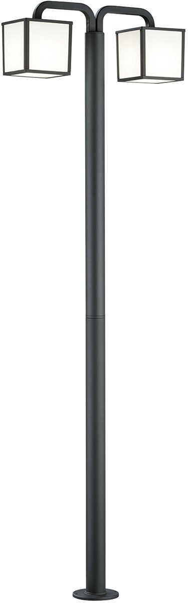 LED Tuinverlichting - Staand Buitenlamp - Trion Cubirino - 10W - E27 Fitting - Warm Wit 3000K - 2-lichts - Waterdicht IP54 - Mat Antraciet - Aluminium