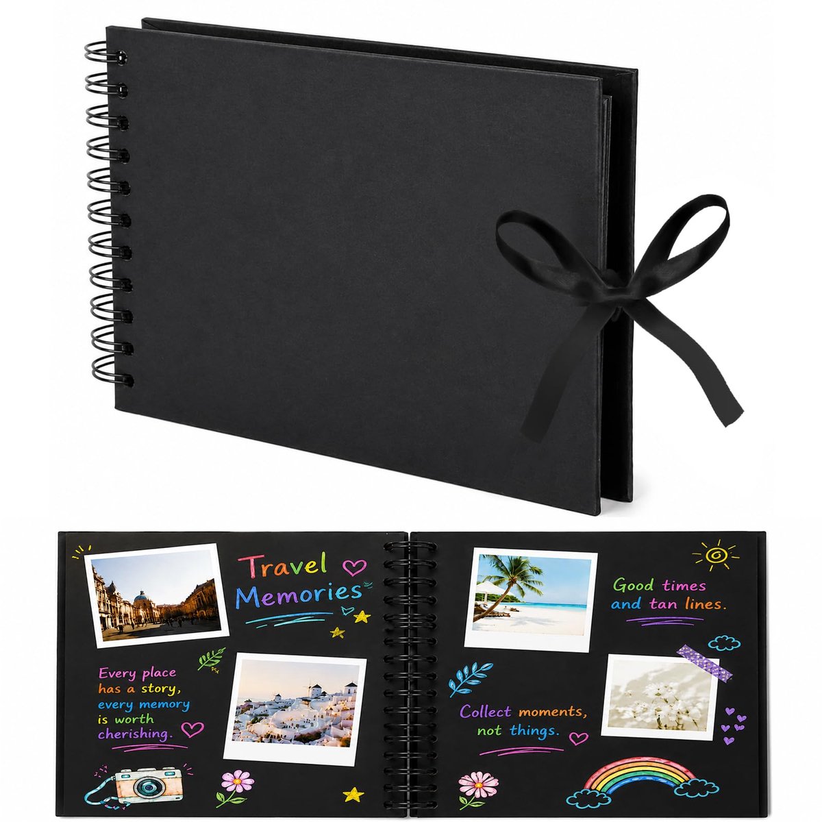 A5-fotoalbum voor pegar en schrijven, 15 x 21,5 cm, zwart (40 Hojas A5) - ShopVlot