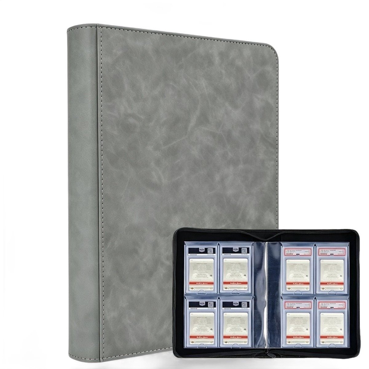 Currero Toploader Binder - Verzamelmap Kaarten - Geschikt voor Pokemon - 4 Pocket - 9 Pocket - 12 Pocket - Trading Card Map - Toploadermap - Grijs - 40 Kaarten PSA