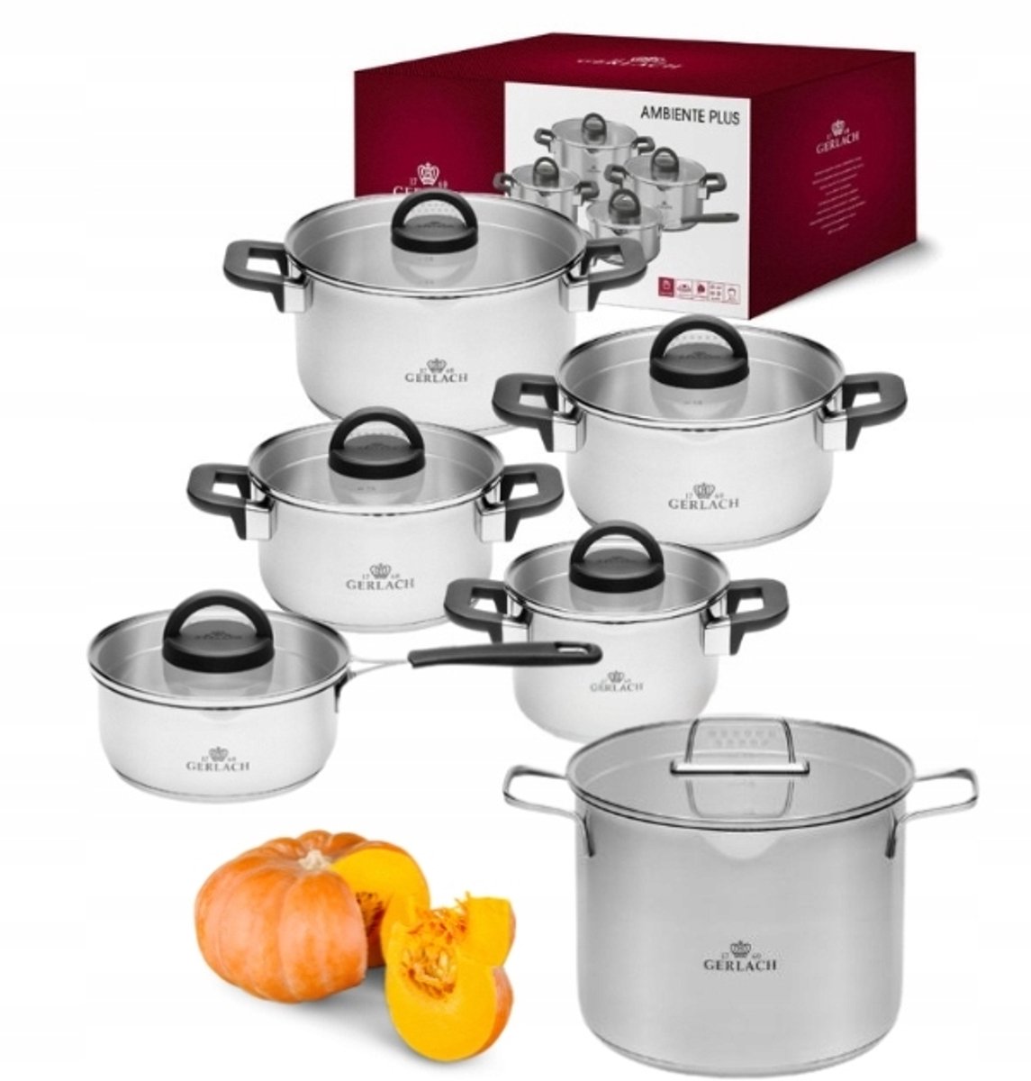 Gerlach Ambiente Plus Pannenset 10-delig + Extra Pan 7L RVS