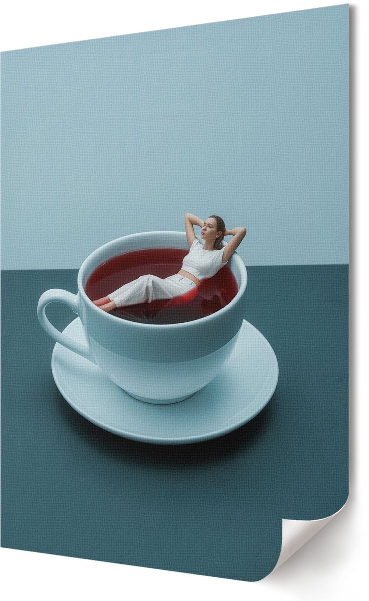Coloray Polycanvas Poster - Japanse Draak, Illustratie - A2 - Zwart Wanddecoratie - Rechthoek - Kunstposter - Woonkamer, Slaapkamer, Kantoor - Japanse