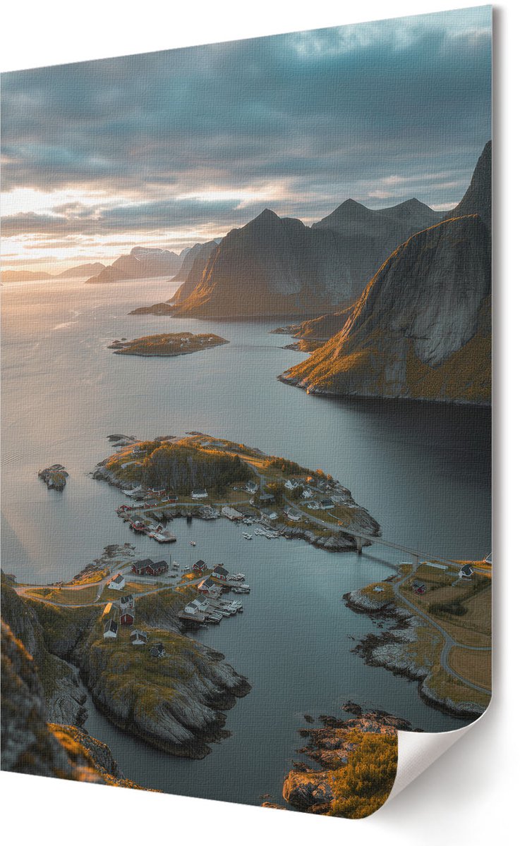 Coloray Polycanvas Wandposter - Bergpanorama, Fotografie - 594 x 840 - Grijs Patroon - Rechthoek - Interieurdecoratie - Kantoor - Klassiek