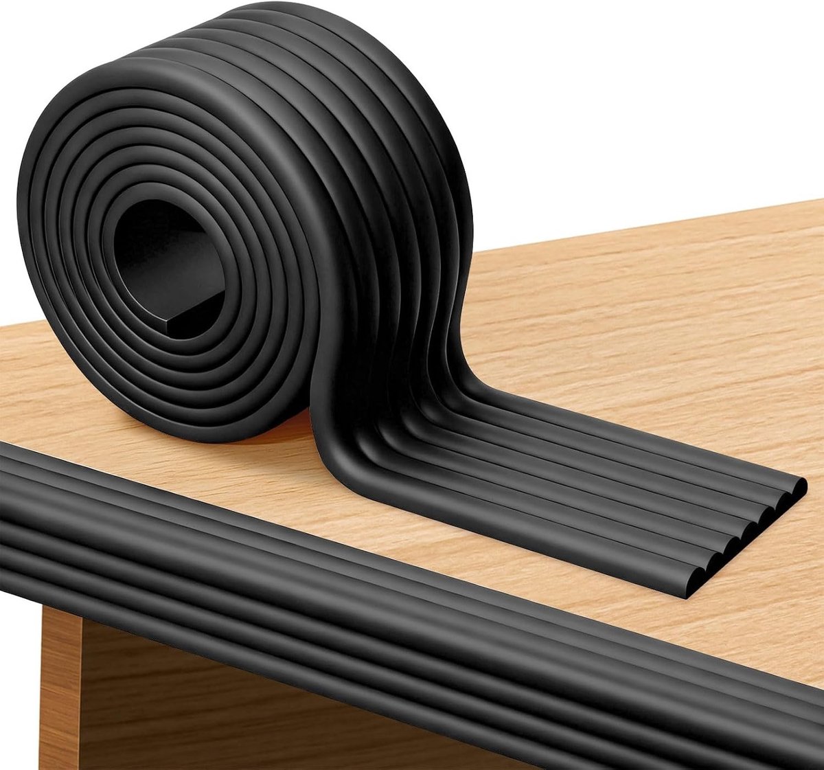 Veiligheidsbeschermer voor Tafelhoeken - Universele Schuim Hoekbeschermer voor Kinderen - 200 cm x 80 mm x 8 mm - Zwart en Duurzaam