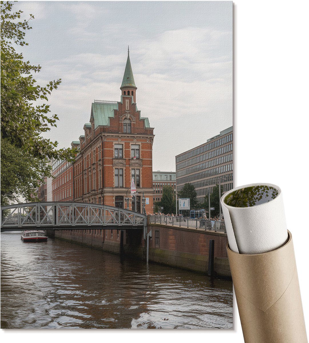 Coloray Polycanvas Wandposter - De Stad En De Rivier, Fotografie - A4 - Bruin Poster - Rechthoek - Interieurdecoratie - Woonkamer, Slaapkamer, Kantoor - Klassiek