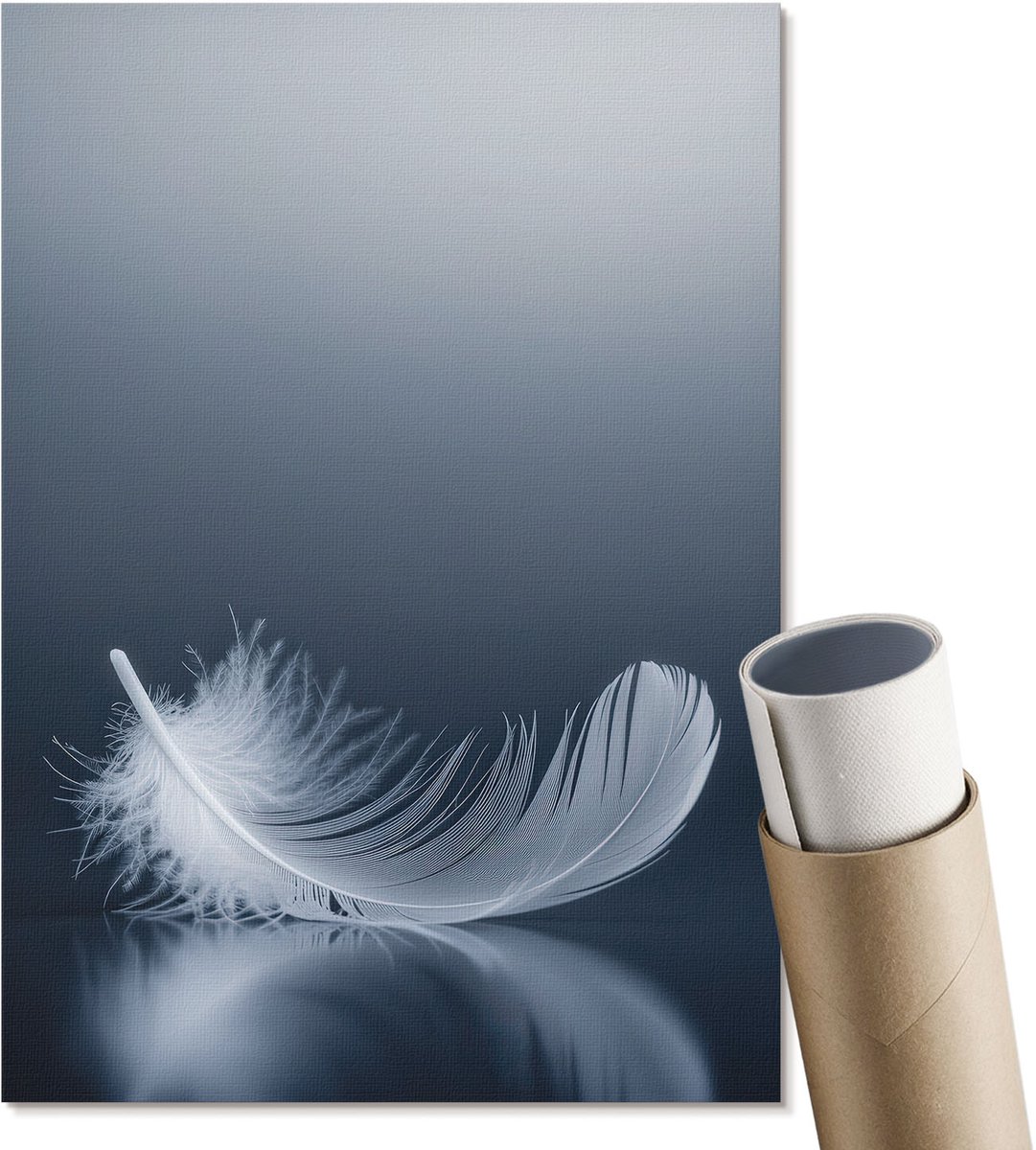 Coloray Polycanvas Poster - Etherische Veer, Fotografie - A4 - Grijs Design - Rechthoek - Kunstposter - Woonkamer, Slaapkamer, Kantoor - Minimalist