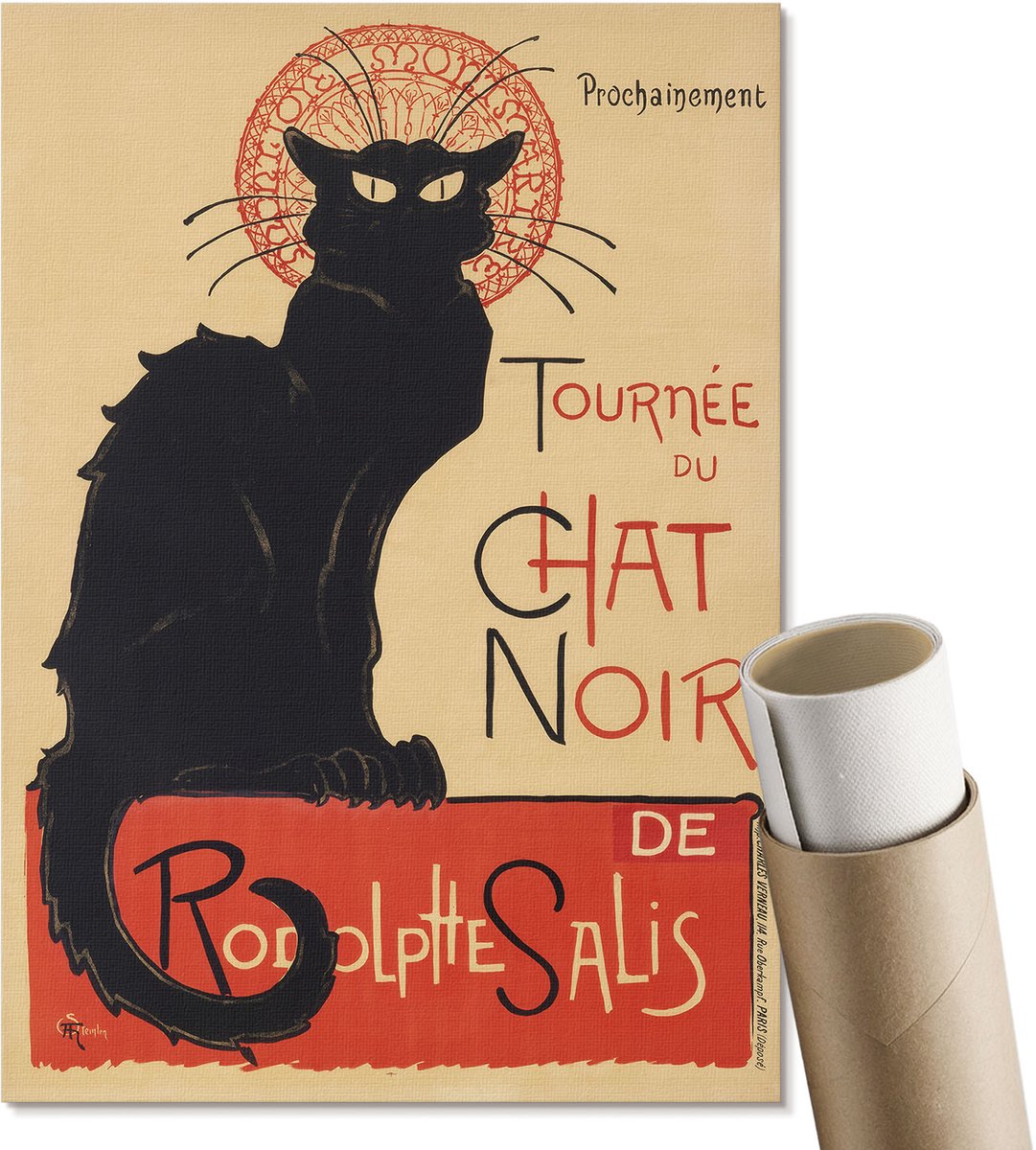 Coloray Canvas Poster Polycanvas - Tournée Du Chat Noir, Poster - A4 - Zwart Poster - Rechthoek - Wandkunst - Woonkamer, Slaapkamer, Kantoor - Art deco