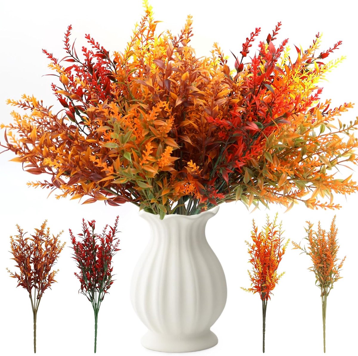 12 stuks kunstboeket - Kunstboeket voor de herfst - Herfstdecoratie - Decoratie voor binnen en buiten - Kunststof - Kunstboeketten geschikt voor herfstdecoratie binnen en buiten - 35 cm - Geel