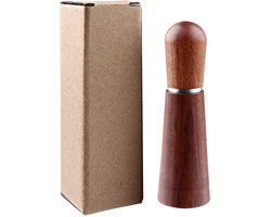 Koffiepoederdispenser, massief houten voet van rood ebbenhout, mengnaald, houten handvat, koffiepoederdispenser
