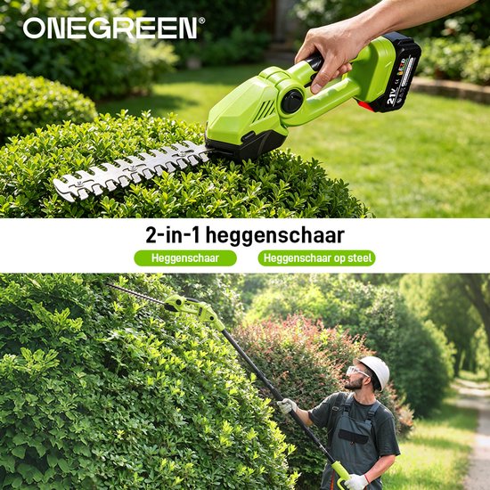 ONEGREEN Kettingzaag Telescopische Steel - Kettingzaag + Heggenschaar Set - met 2 Accu's - Telescopische Heggenschaar - 180° Einstellbarer Kopfwinkel — afbeelding 4