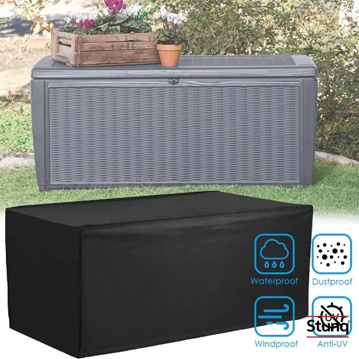 Stunq Waterdichte terrasmeubelhoes 210D Oxford, 158x76x69 cm, zwart