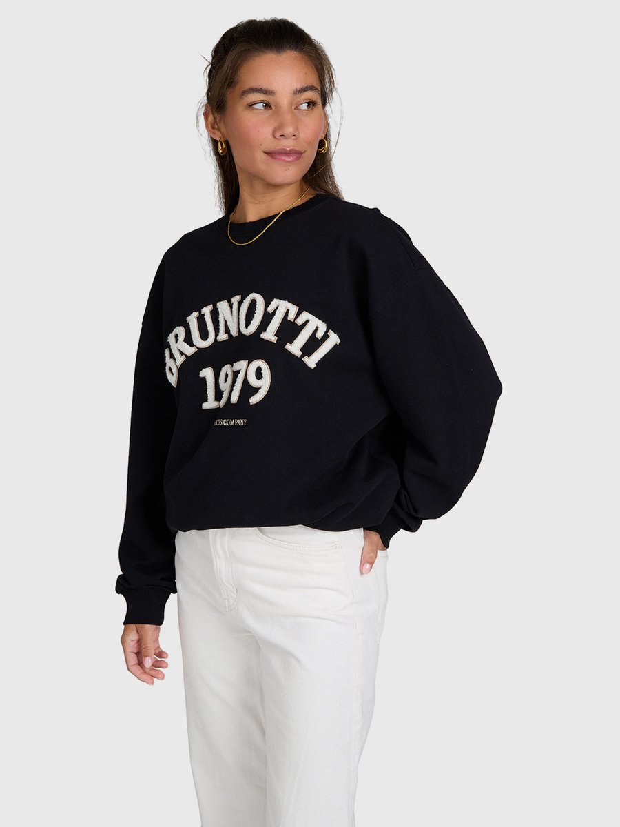 Brunotti Tamea Sweater Dames – Trui Crewneck Loose fit Rib Details M Zwart