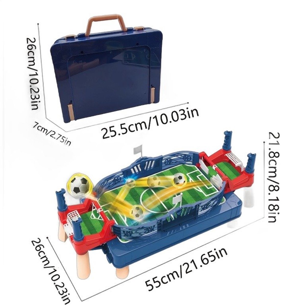 Currero Voetbalspel - Tafelvoetbal - Tafelvoetbalspel - Mini Voetbaltafel - Gezelschapsspel - Binnen en Buiten - Kinderen en Volwassenen - 1102 Dubbele Voetbaltafel