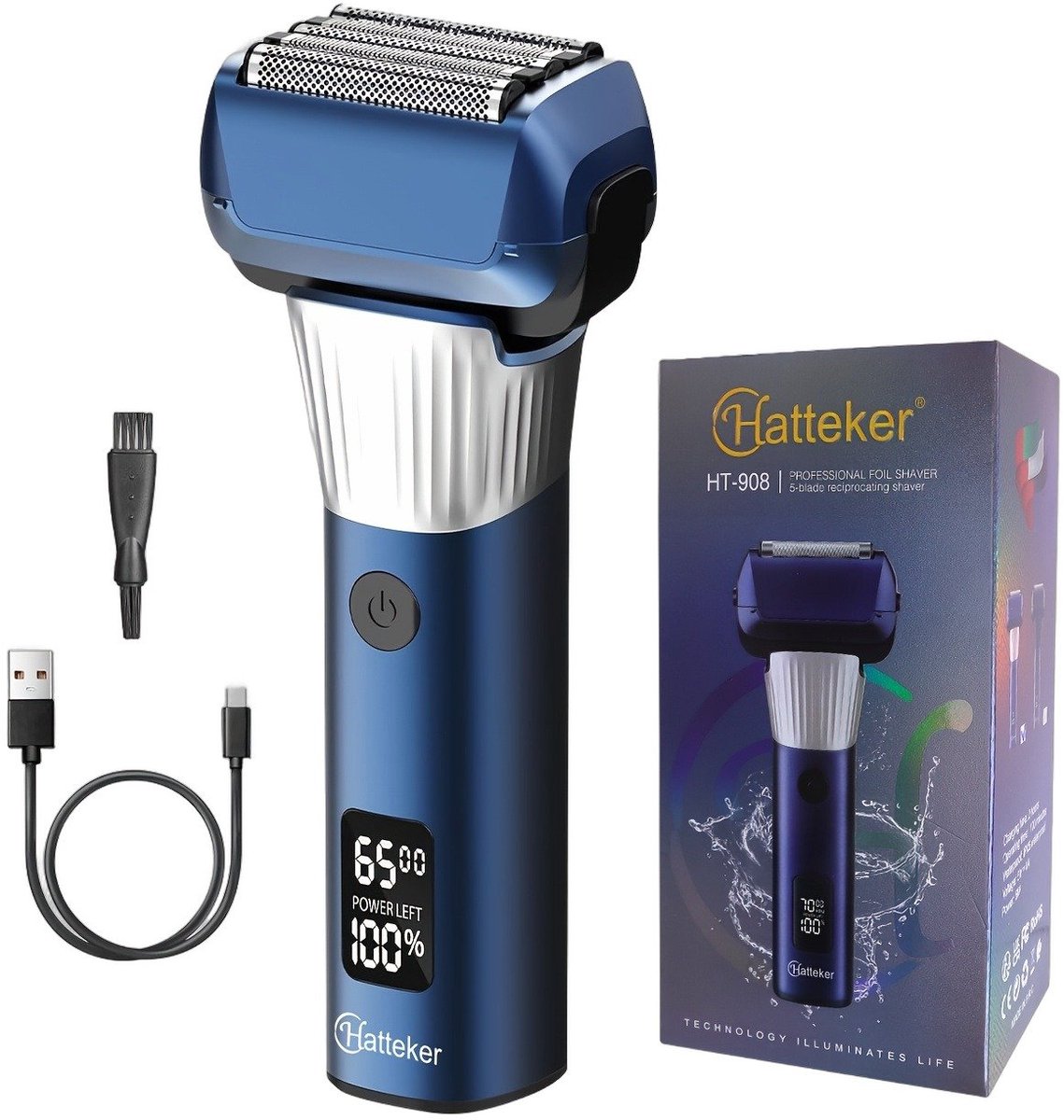 Currero Foil Shaver - Scheerapparaat Mannen - Hoofd Scheerapparaat - Head Shaver - Tondeuse met Trimmer - Lichaam en Baard - Oplaadbaar