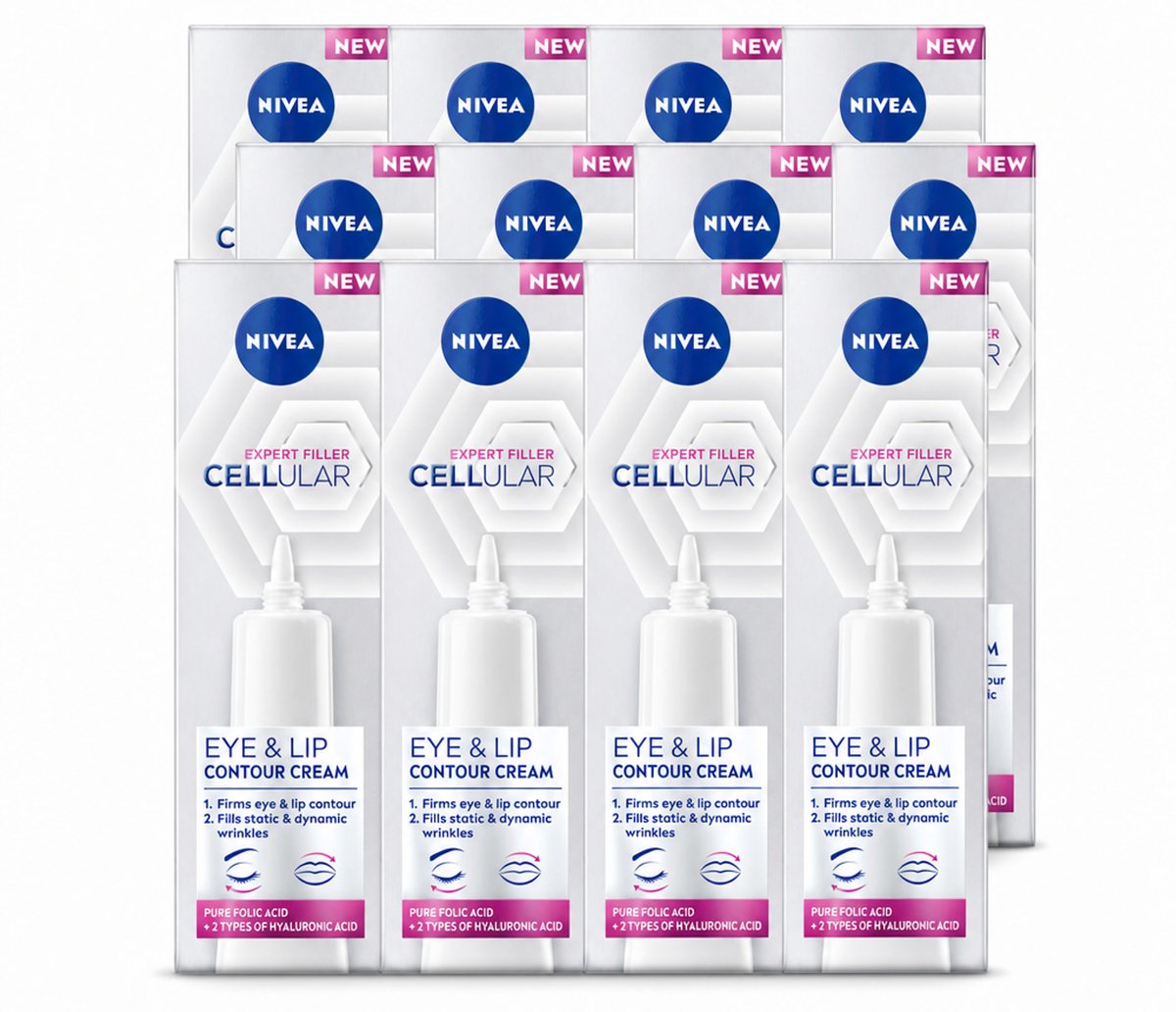 12 x NIVEA - Oogcrème - CELLular Expert Filler Anti-Veroudering - Voor ouder wordende huid - Met Hyaluronzuur & Puur Foliumzuur - 15 ml - Voordeelverpakking - 12 stuks