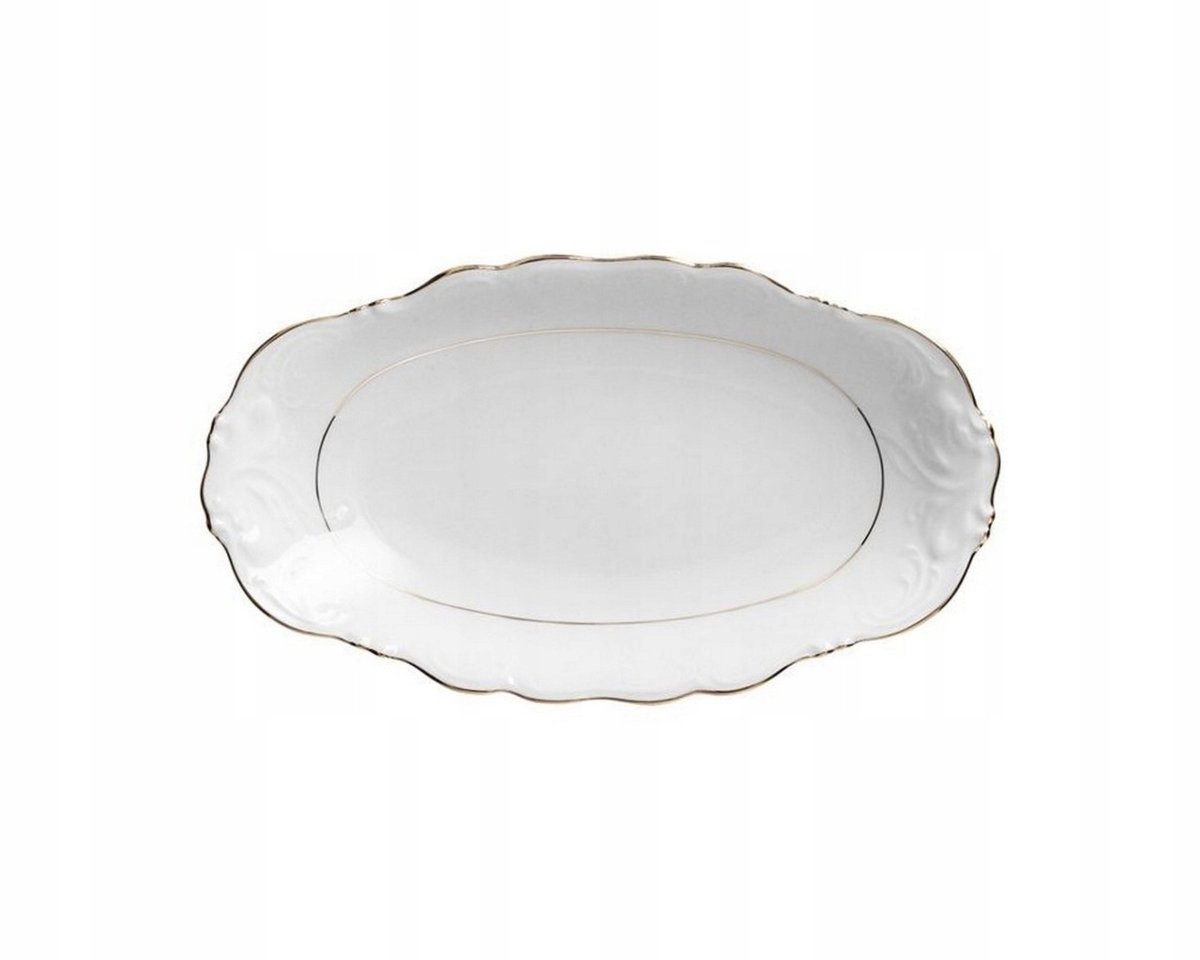Ovale serveerschaal Fryderyka 24 cm, gouden decoratie, Chodzież porselein
