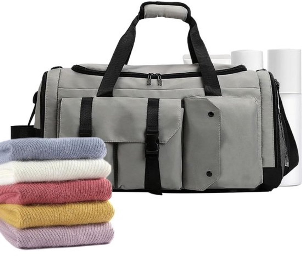 Sporttas Dames - Reistas Outdoor - Sport en Reizen - Waterdicht Schoenenvak - 36 x 30 x 7 cm - Grijs