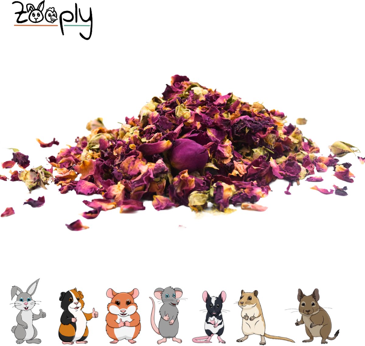 Zooply Rozenbloemknopjes - Kruiden & Snacks - 100% natuurlijk - Voor konijnen & cavia's - 450 gram