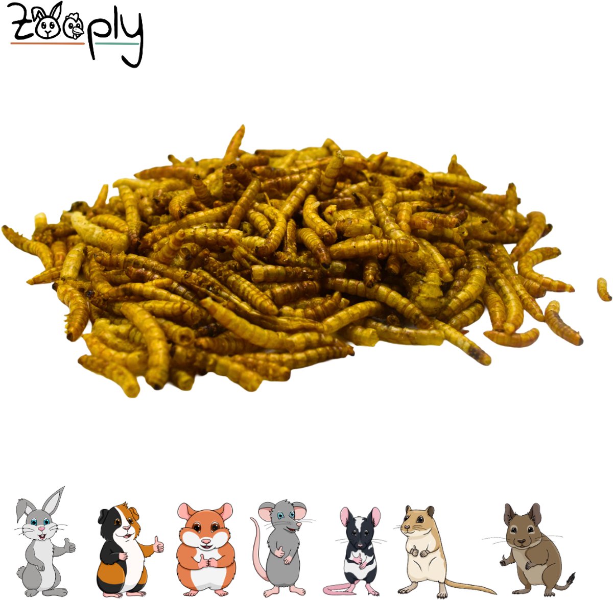 Zooply Meelwormen - Kruiden & Snacks - 100% natuurlijk - Voor hamsters, gerbils & ratten - 80 gram