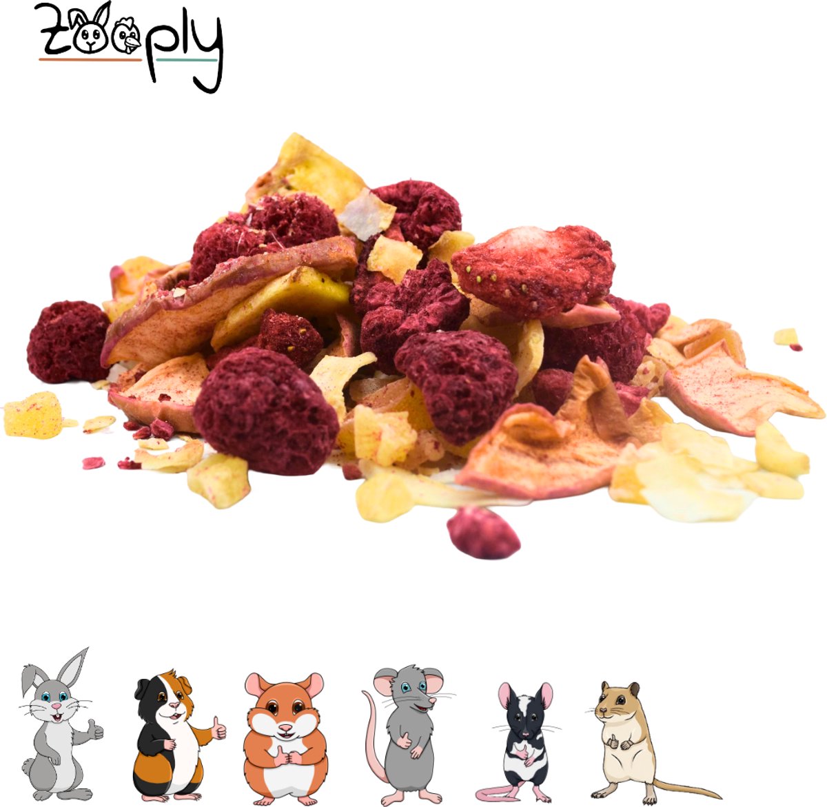 Zooply Fruitmix - Kruiden & Snacks - 100% natuurlijk - Voor konijnen & cavia's - 150 gram