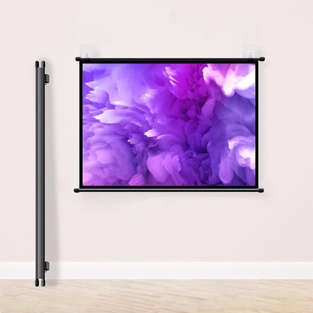 Projectiescherm Draagbaar - Oprolbaar Scherm - Binnen Bioscoop - Kreukvrij HD Beeld - 30 tot 72 inch - Wit