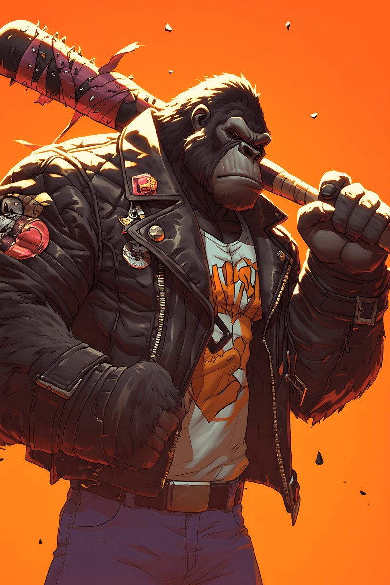 Gorilla Knuppel Poster - Dieren - Gorilla - Sport - Stoere - Indrukwekkende - posters - formaat 70x100cm - Wanddecoratie - L2416MT