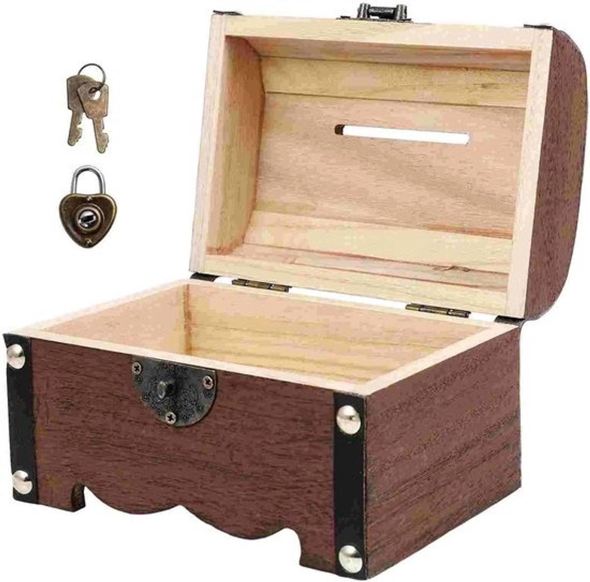 Houten Schatkist - Opbergdoos met slot - Waardevolle spullen bewaren - Veilig slot mechanisme