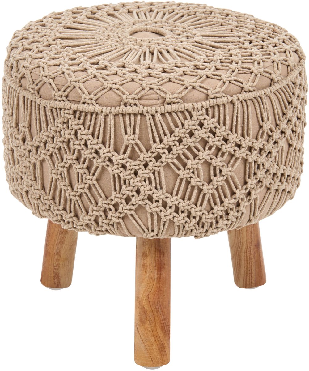 MANZAI - Hocker - Donkerbeige - 40 x 40 cm - Katoen