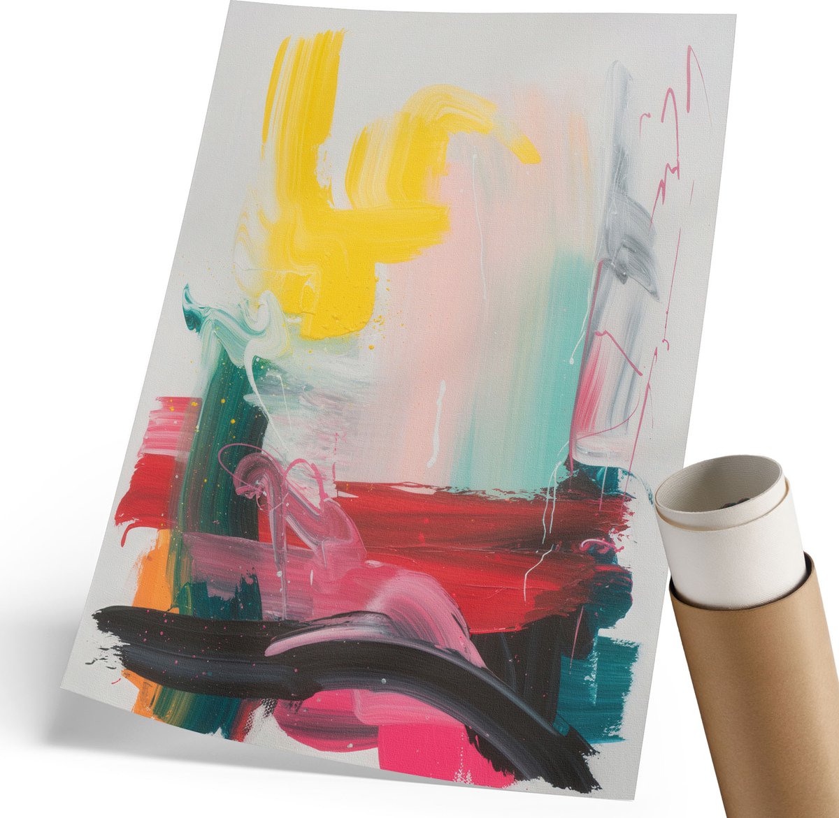 Coloray Canvas Poster Polycanvas - Paarden In Het Landschap, Bruin - 420 x 594 mm - Blauw Patroon - Rechthoek - Muurdecoratie - Kantoor - Klassiek