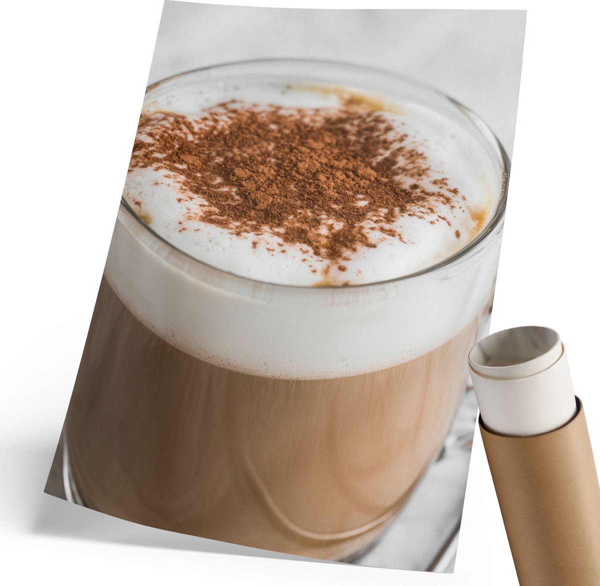 Coloray Polycanvas Wandposter - Koffie Charme, Fotografie - 210 x 297 mm - Bruin Decoratie - Rechthoek - Muurkunst - Woonkamer, Slaapkamer, Kantoor - Klassiek