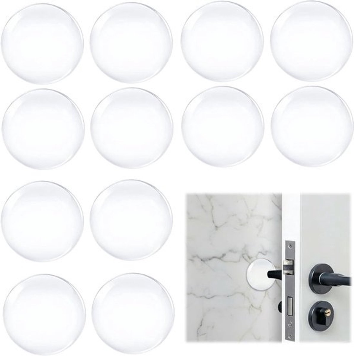 Transparante wandbescherming, zelfklevende deurstopper, 12 stuks, 40 mm, schokabsorberend, geluidsdempende deurklinkbuffer voor optimale wandbescherming en gebruiksgemak