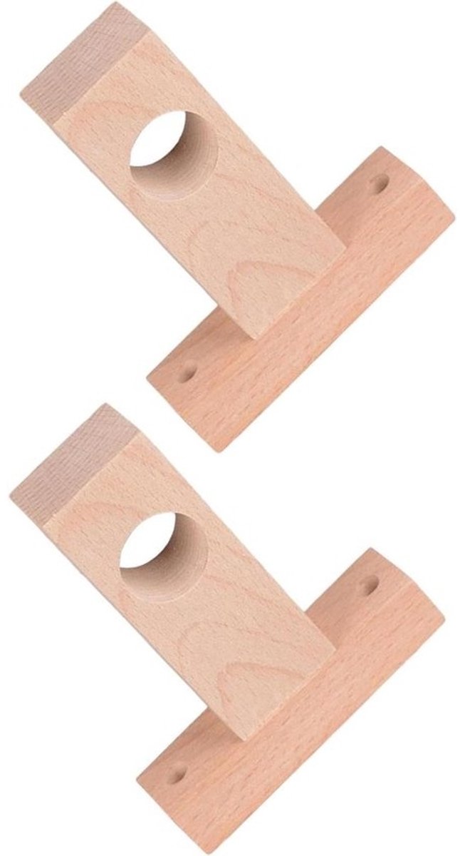 Romeinse roedebeugel - Gordijnroede houder - Gordijnen ophangen - Stevig houten materiaal - 2.5 cm gatdiameter - Houtkleur