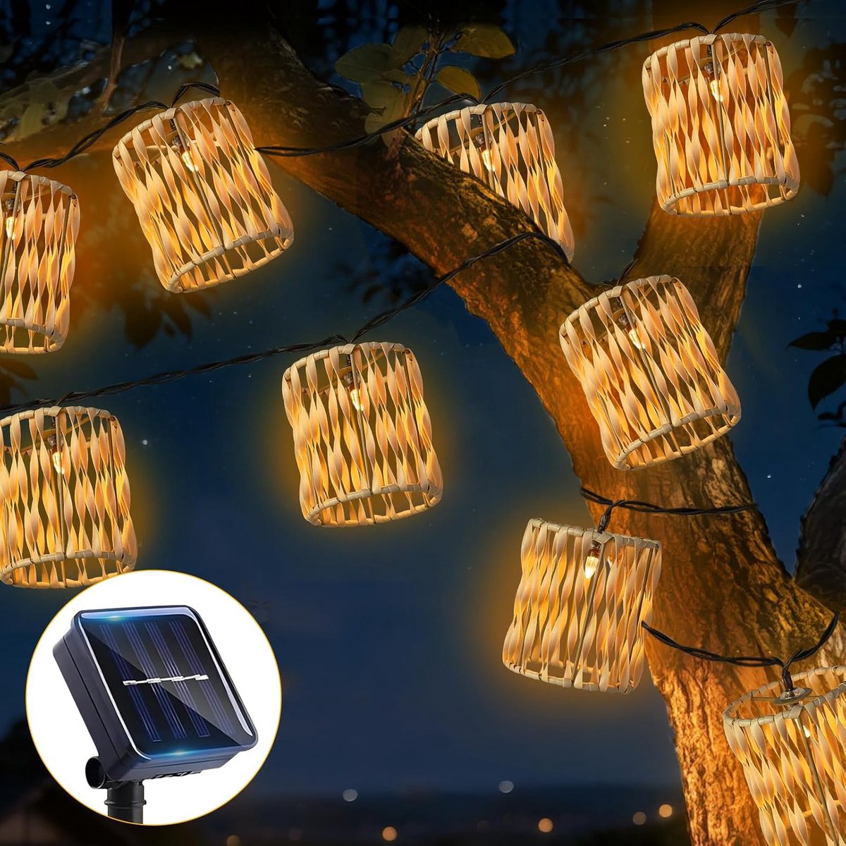 Lichtsnoer Lampionnen 3,6m - 10 LED - Op Zonne-energie - IP65 Waterdicht - Voor Buiten