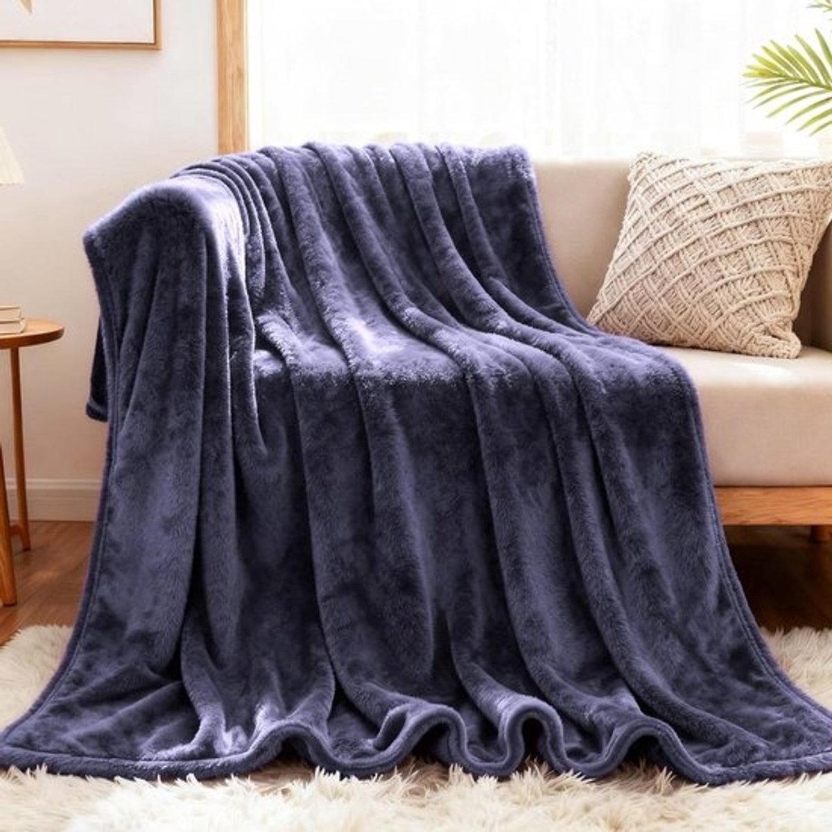 Sofa Deken - Plaid Sprei - Meubels Aankleden - Fluweelzacht - 75 x 240 cm - Donkergrijs
